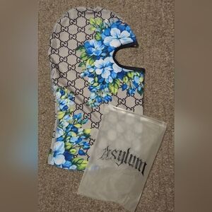Asylum Co. Gucci Collab Beige GG Monogram Balaclava Ski Mask with Blue Bouquet